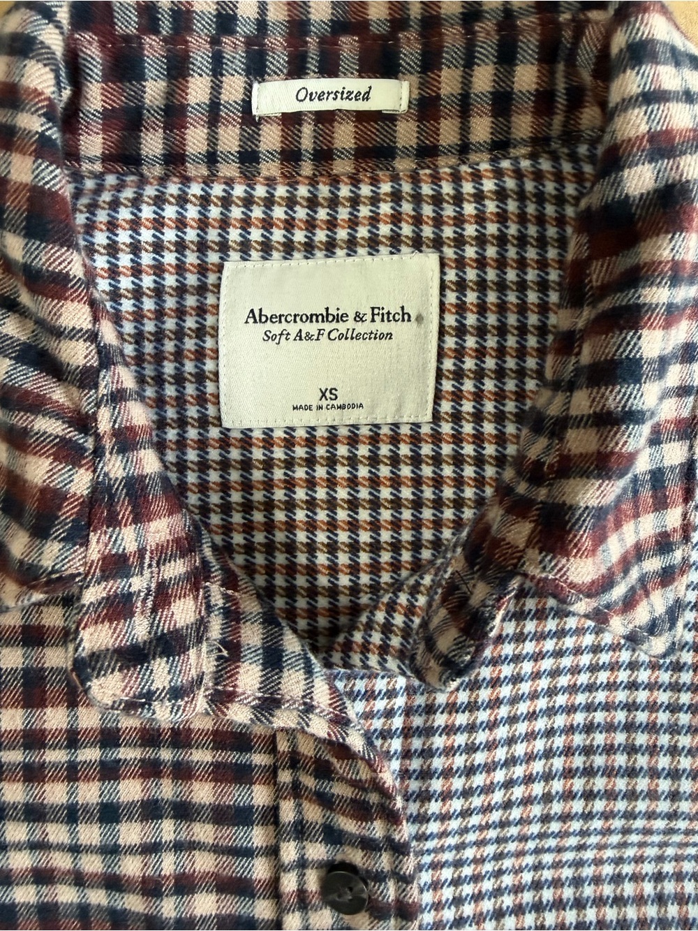 Abercrombie & Fitch Button-Up Shirt long sleeve Women’s XS Oversized Plaid - Picture 4 of 12